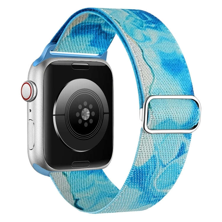 For Apple Watch Ultra 2 49mm Painted Pattern Nylon Replacement Watch Band(Ocean Blue)