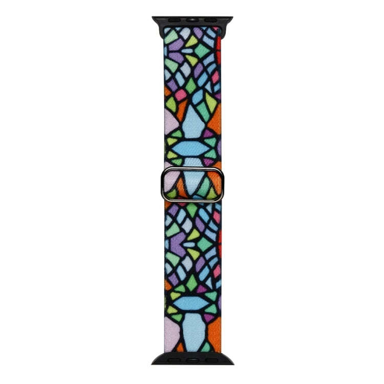 For Apple Watch Ultra 2 49mm Painted Pattern Nylon Replacement Watch Band(Geometric Rainbow)