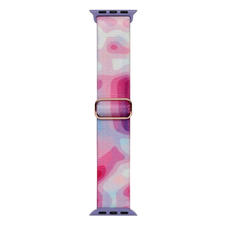 For Apple Watch 9 41mm Painted Pattern Nylon Replacement Watch Band(Ladder Purple Blue)