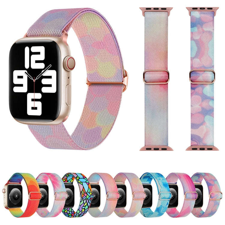 For Apple Watch Ultra 2 49mm Painted Pattern Nylon Replacement Watch Band(Geometric Rainbow)