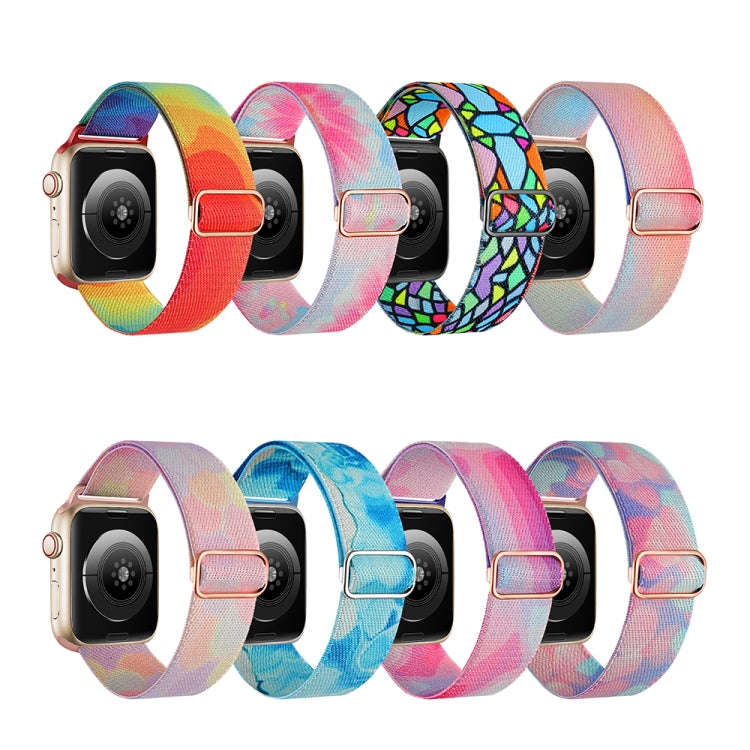 For Apple Watch Ultra 2 49mm Painted Pattern Nylon Replacement Watch Band(Geometric Rainbow)