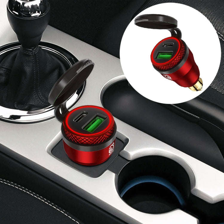 Motorcycle European-style Small-caliber Aluminum Alloy QC 3.0 + PD Fast Charge USB Charger, Shell...
