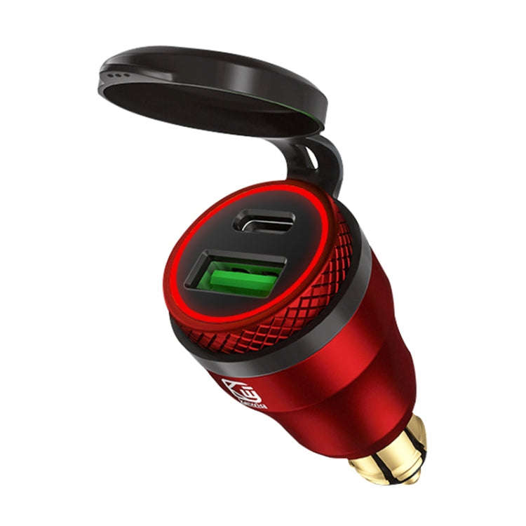 Motorcycle European-style Small-caliber Aluminum Alloy QC 3.0 + PD Fast Charge USB Charger, Shell...