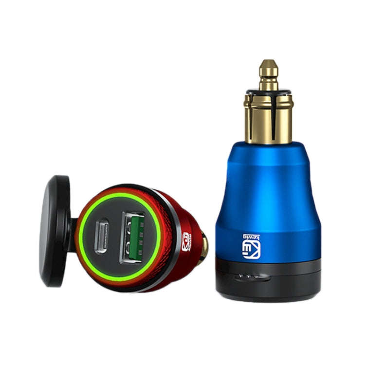 Motorcycle European-style Small-caliber Aluminum Alloy QC 3.0 + PD Fast Charge USB Charger, Shell...