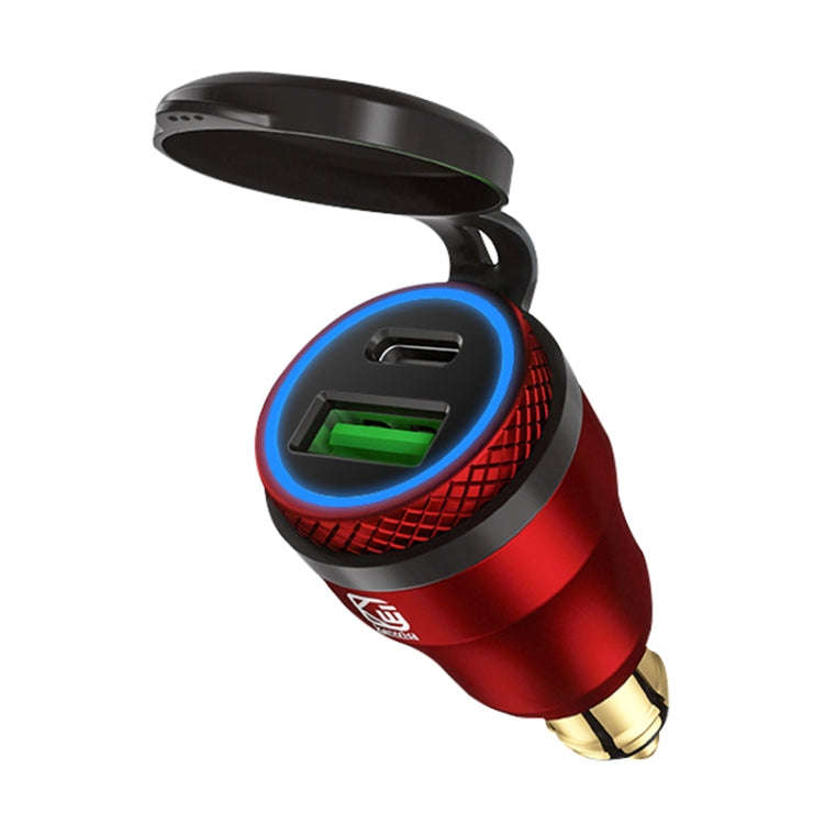 Motorcycle European-style Small-caliber Aluminum Alloy QC 3.0 + PD Fast Charge USB Charger, Shell...