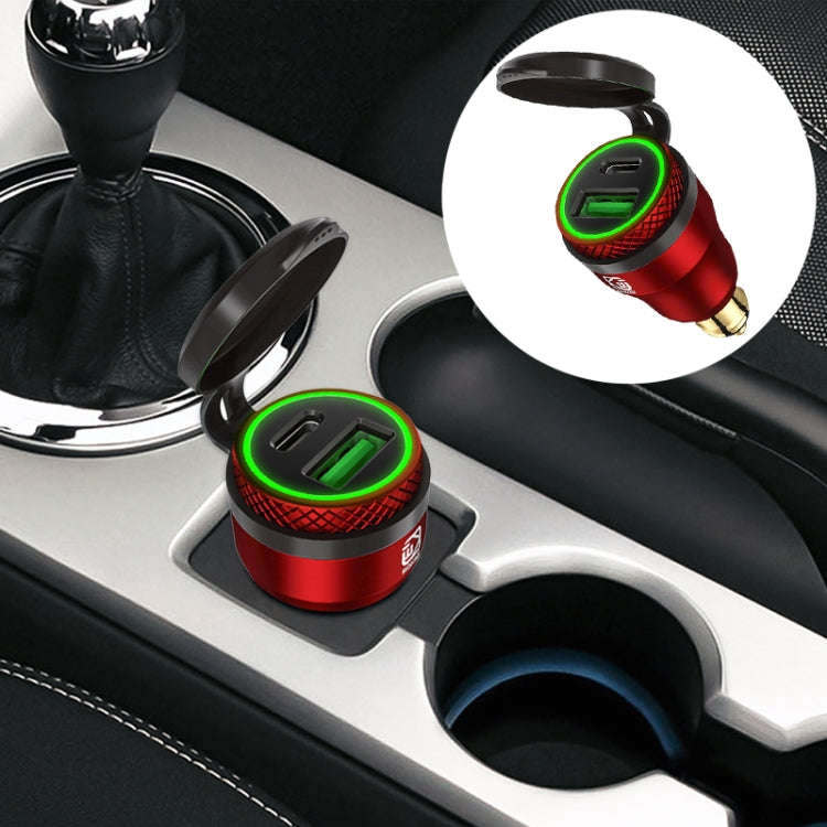 Motorcycle European-style Small-caliber Aluminum Alloy QC 3.0 + PD Fast Charge USB Charger, Shell...