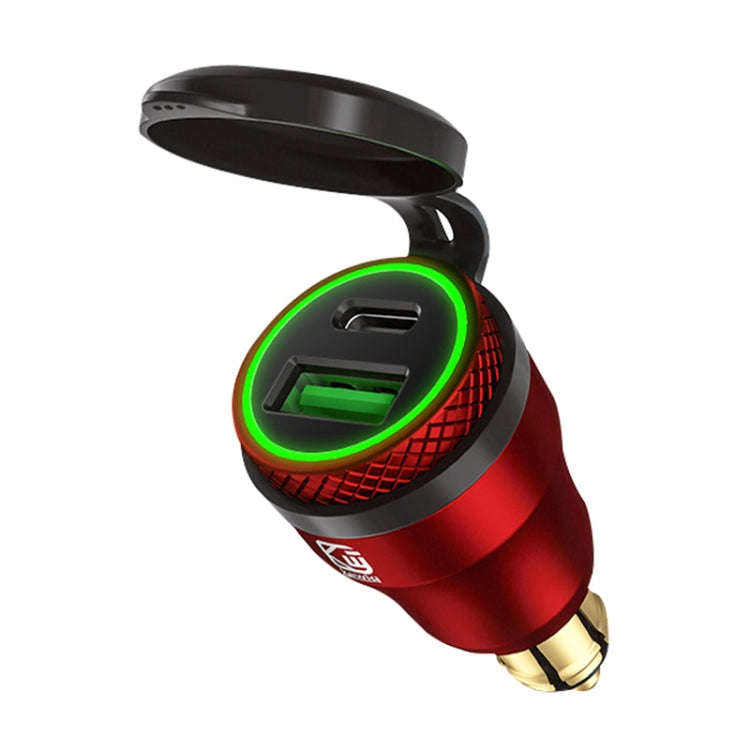 Motorcycle European-style Small-caliber Aluminum Alloy QC 3.0 + PD Fast Charge USB Charger, Shell...