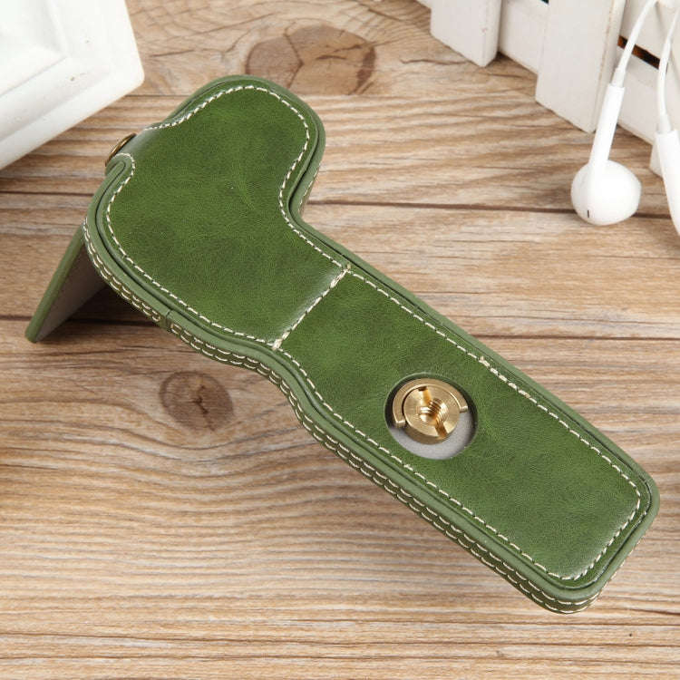 For Canon EOS R8 1/4 inch Thread PU Leather Camera Half Case Base(Green)