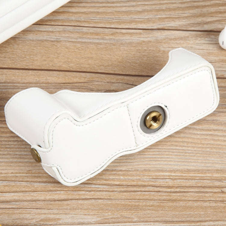 For Canon EOS R50 1/4 inch Thread PU Leather Camera Half Case Base(White)