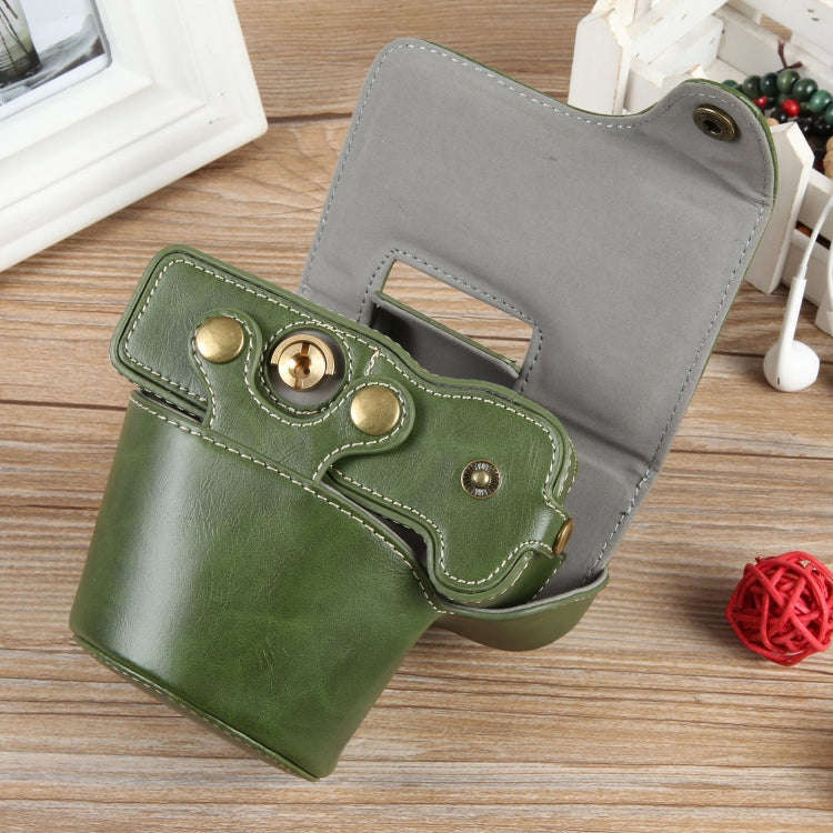 For Canon EOS R50 Full Body Magnetic Leather Camera Case Bag with Strap, Deluxe Edition(Green)
