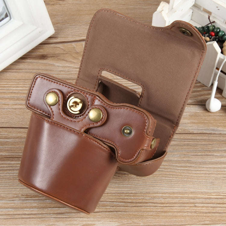 For Canon EOS R50 Full Body Magnetic Leather Camera Case Bag with Strap, Deluxe Edition(Coffee)