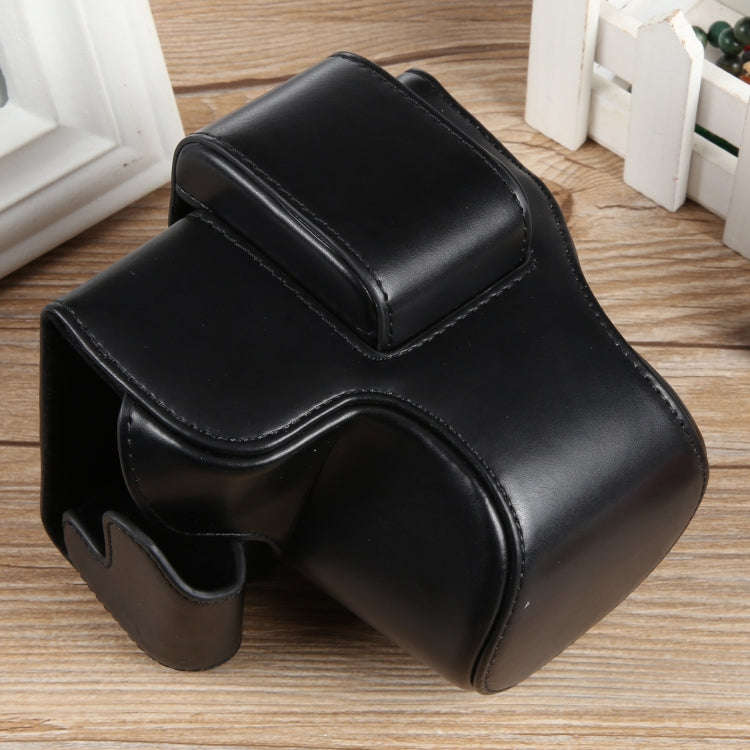 For Canon EOS R50 Full Body Magnetic Leather Camera Case Bag with Strap, Regular Edition(Black)