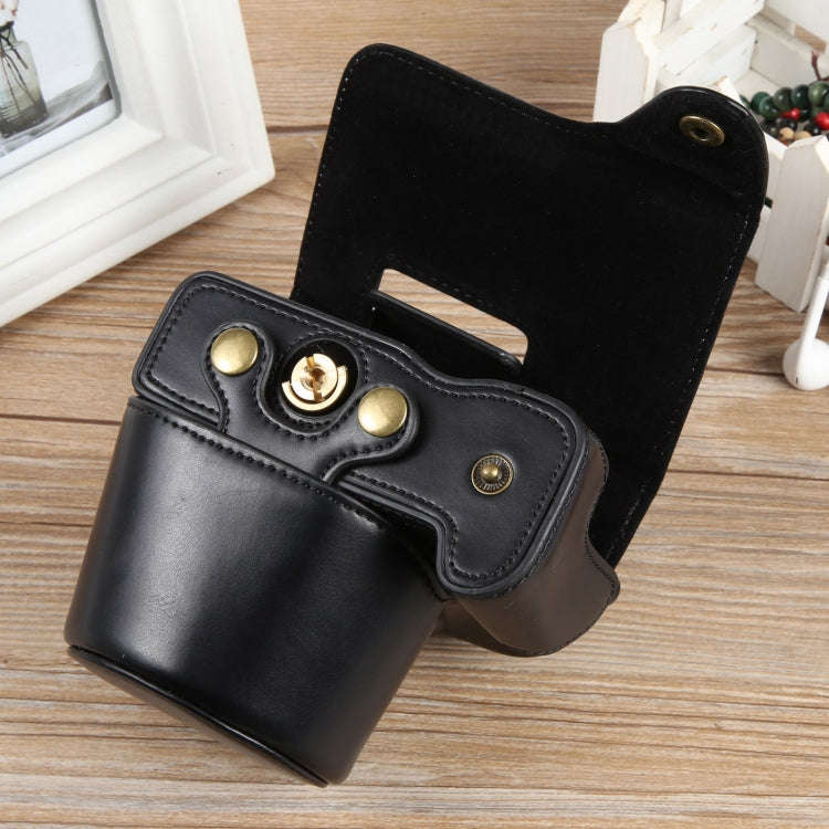 For Canon EOS R50 Full Body Magnetic Leather Camera Case Bag with Strap, Regular Edition(Black)