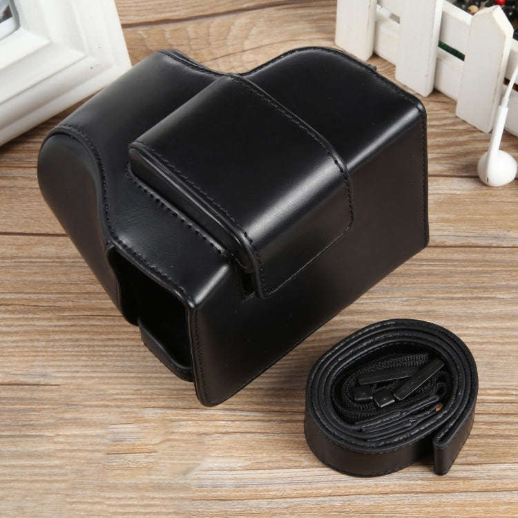 For Canon EOS R50 Full Body Magnetic Leather Camera Case Bag with Strap, Regular Edition(Black)