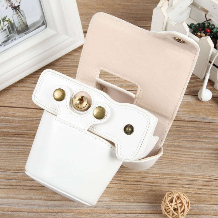 For Canon EOS R50 Full Body Magnetic Leather Camera Case Bag with Strap, Regular Edition(White)