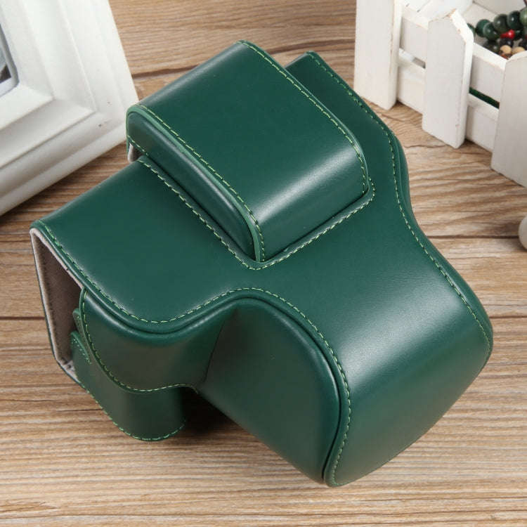 For Canon EOS R50 Full Body Magnetic Leather Camera Case Bag with Strap, Regular Edition(Green)