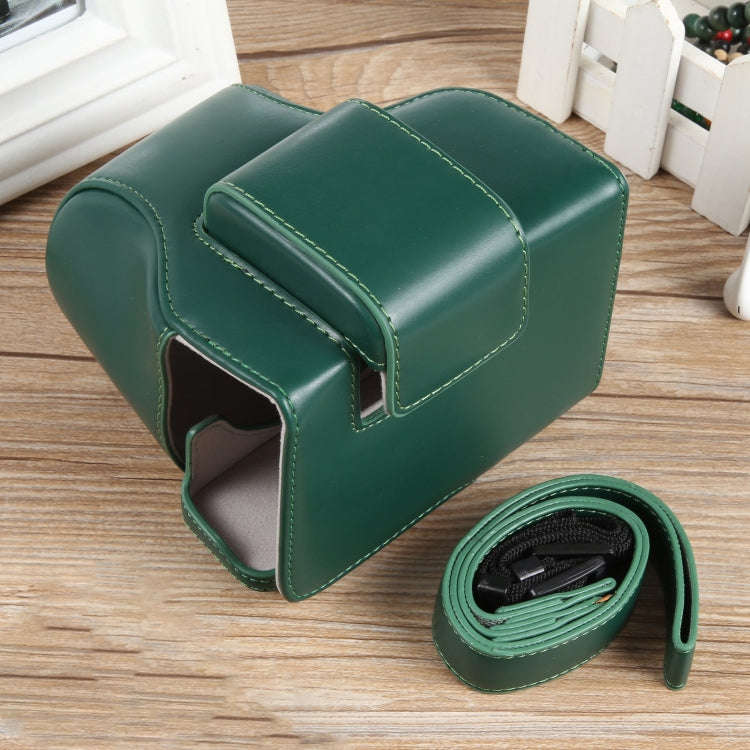 For Canon EOS R50 Full Body Magnetic Leather Camera Case Bag with Strap, Regular Edition(Green)