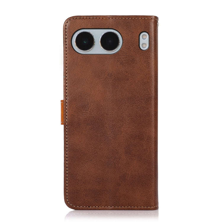 For OnePlus Nord 4 KHAZNEH Dual-color Cowhide Texture Flip Leather Phone Case(Brown)