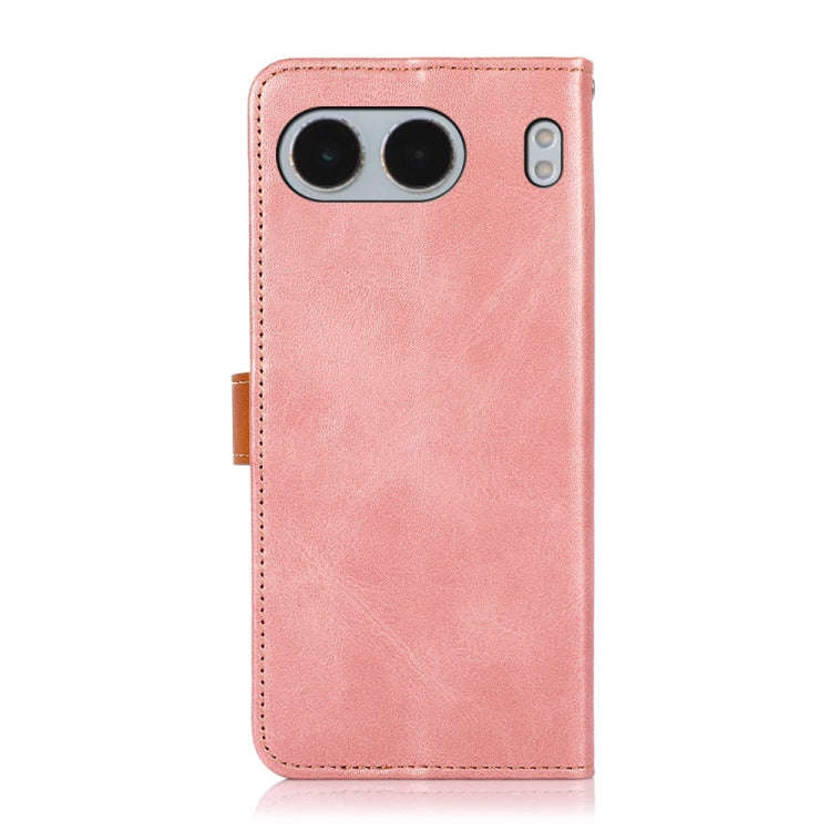 For OnePlus Nord 4 KHAZNEH Dual-color Cowhide Texture Flip Leather Phone Case(Rose Gold)