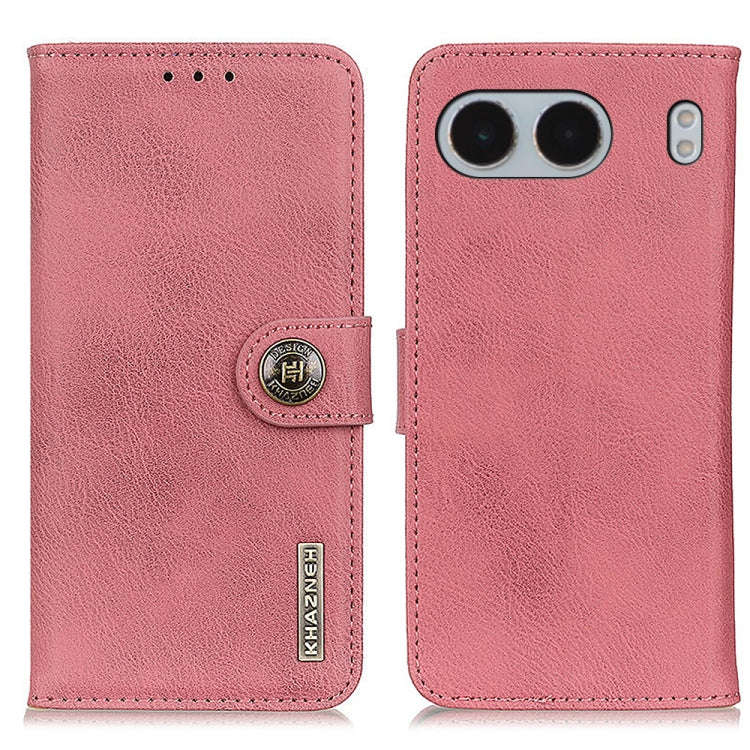 For OnePlus Nord 4 KHAZNEH Cowhide Texture Flip Leather Phone Case(Pink)