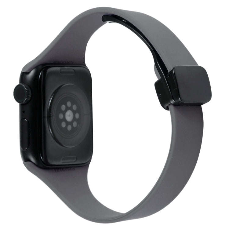 For Apple Watch SE 2023 44mm Magnetic Buckle Slim Silicone Watch Band(Starry Grey)