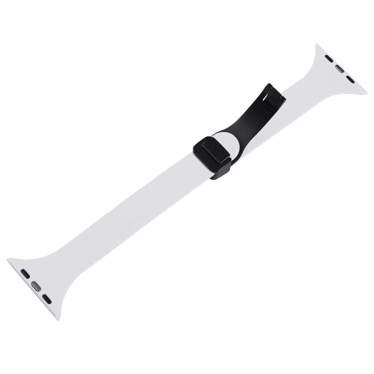 For Apple Watch Series 9 41mm Magnetic Buckle Slim Silicone Watch Band(White)