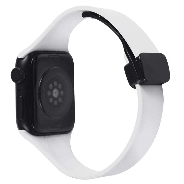 For Apple Watch Series 9 41mm Magnetic Buckle Slim Silicone Watch Band(White)