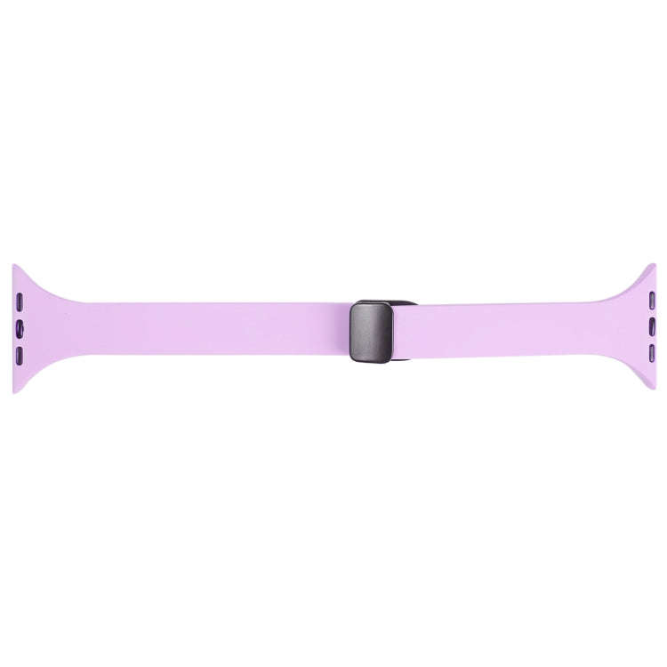 For Apple Watch Series 9 41mm Magnetic Buckle Slim Silicone Watch Band(Lavender)