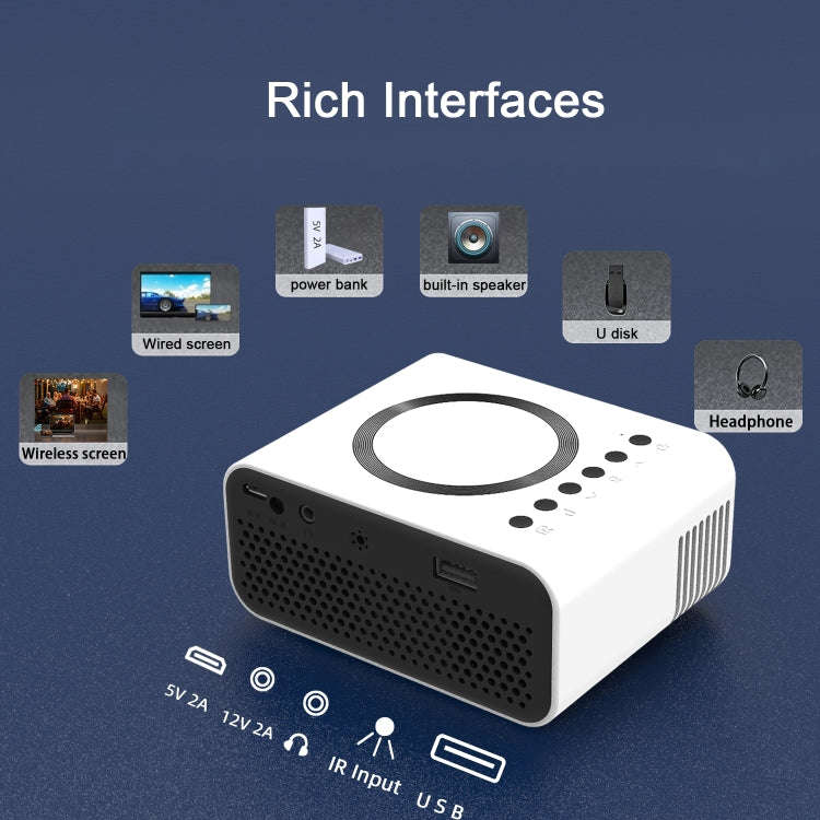 T300S 320x240 24ANSI Lumens Mini LCD Projector Supports Wired & Wireless Same Screen, Specificati...