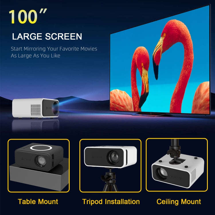 T300S 320x240 24ANSI Lumens Mini LCD Projector Supports Wired & Wireless Same Screen, Specificati...