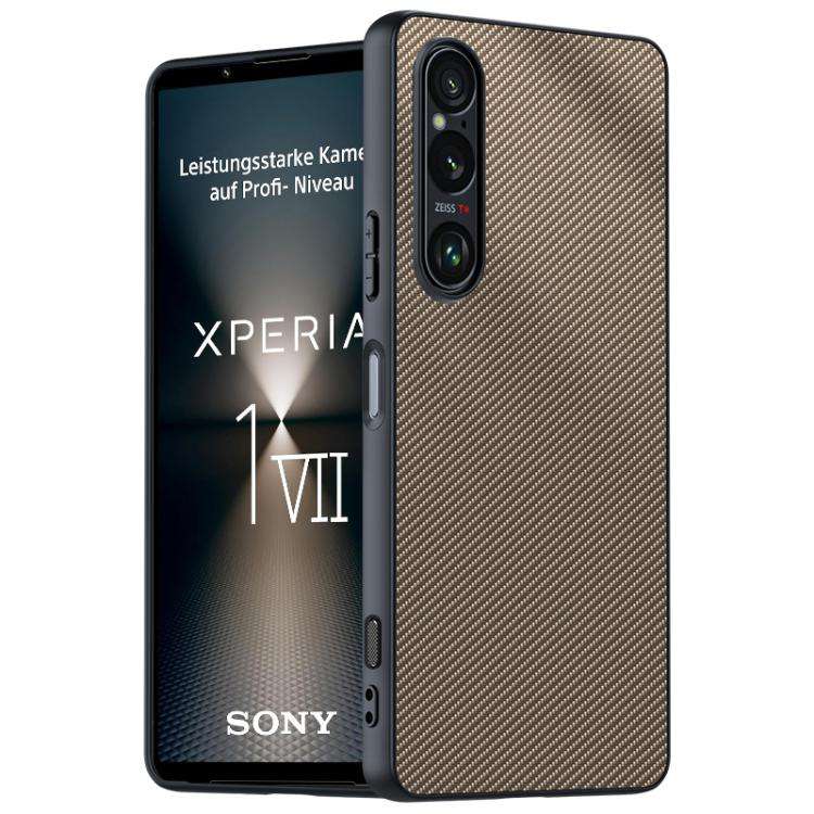 For Sony Xperia 1 VII Ultra-thin Carbon Fiber Texture Printing Phone Case(Gold)