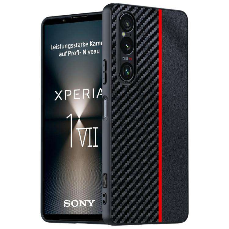For Sony Xperia 1 VII Ultra-thin Carbon Fiber Texture Printing Phone Case(Black Red)