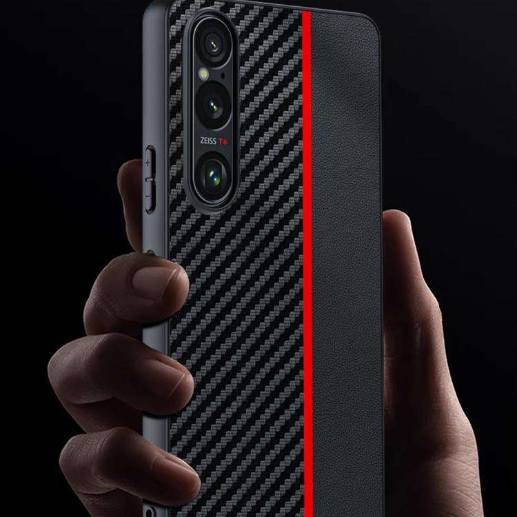 For Sony Xperia 1 VII Ultra-thin Carbon Fiber Texture Printing Phone Case(Black Red)