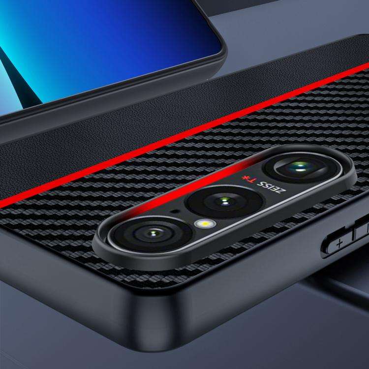 For Sony Xperia 1 VII Ultra-thin Carbon Fiber Texture Printing Phone Case(Black Red)