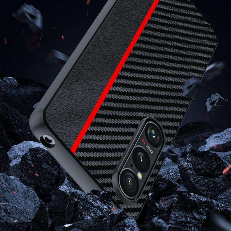 For Sony Xperia 1 VII Ultra-thin Carbon Fiber Texture Printing Phone Case(Black Red)