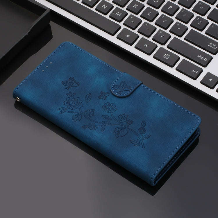 For Motorola Edge 50 5G Flower Butterfly Embossing Pattern Leather Phone Case(Blue)
