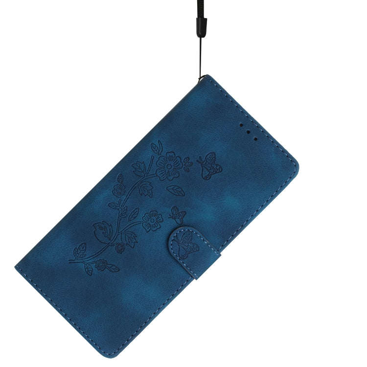 For Motorola Edge 50 5G Flower Butterfly Embossing Pattern Leather Phone Case(Blue)