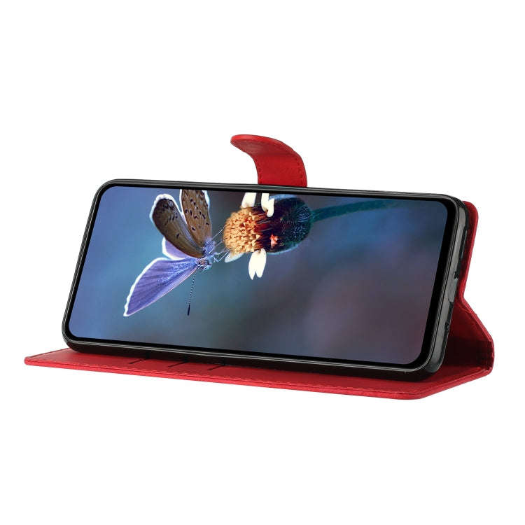 For Motorola Edge 50 5G Flower Butterfly Embossing Pattern Leather Phone Case(Red)