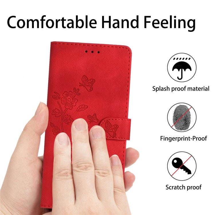 For Motorola Edge 50 5G Flower Butterfly Embossing Pattern Leather Phone Case(Red)