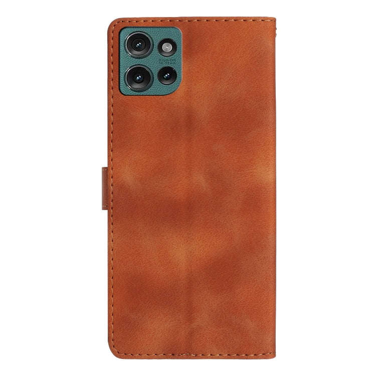 For Motorola Edge 50 5G Flower Butterfly Embossing Pattern Leather Phone Case(Brown)