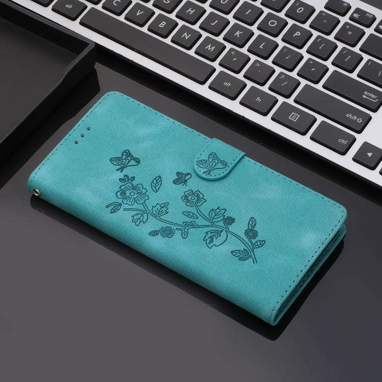 For Motorola Edge 50 5G Flower Butterfly Embossing Pattern Leather Phone Case(Sky Blue)