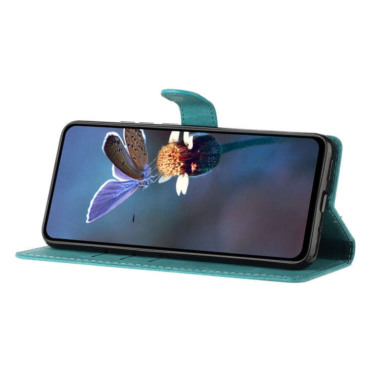 For Motorola Edge 50 5G Flower Butterfly Embossing Pattern Leather Phone Case(Sky Blue)