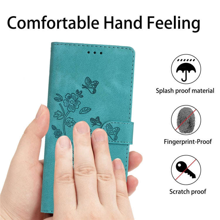For Motorola Edge 50 5G Flower Butterfly Embossing Pattern Leather Phone Case(Sky Blue)
