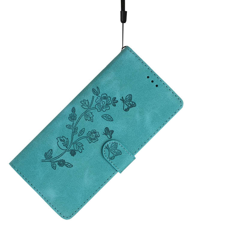 For Motorola Edge 50 5G Flower Butterfly Embossing Pattern Leather Phone Case(Sky Blue)