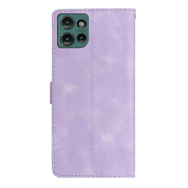 For Motorola Edge 50 5G Flower Butterfly Embossing Pattern Leather Phone Case(Purple)