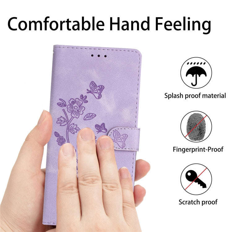 For Motorola Edge 50 5G Flower Butterfly Embossing Pattern Leather Phone Case(Purple)