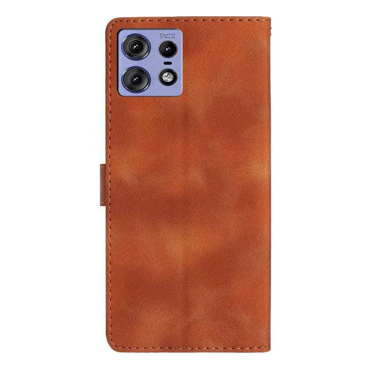 For Motorola Edge 50 Pro Flower Butterfly Embossing Pattern Leather Phone Case(Brown)