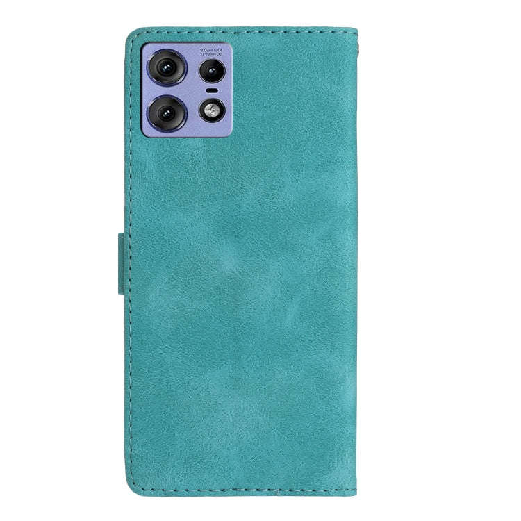 For Motorola Edge 50 Pro Flower Butterfly Embossing Pattern Leather Phone Case(Sky Blue)