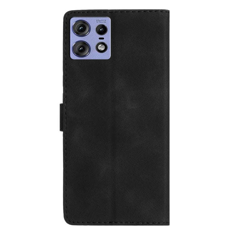 For Motorola Edge 50 Pro Flower Butterfly Embossing Pattern Leather Phone Case(Black)