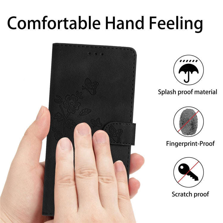 For Motorola Edge 50 Pro Flower Butterfly Embossing Pattern Leather Phone Case(Black)
